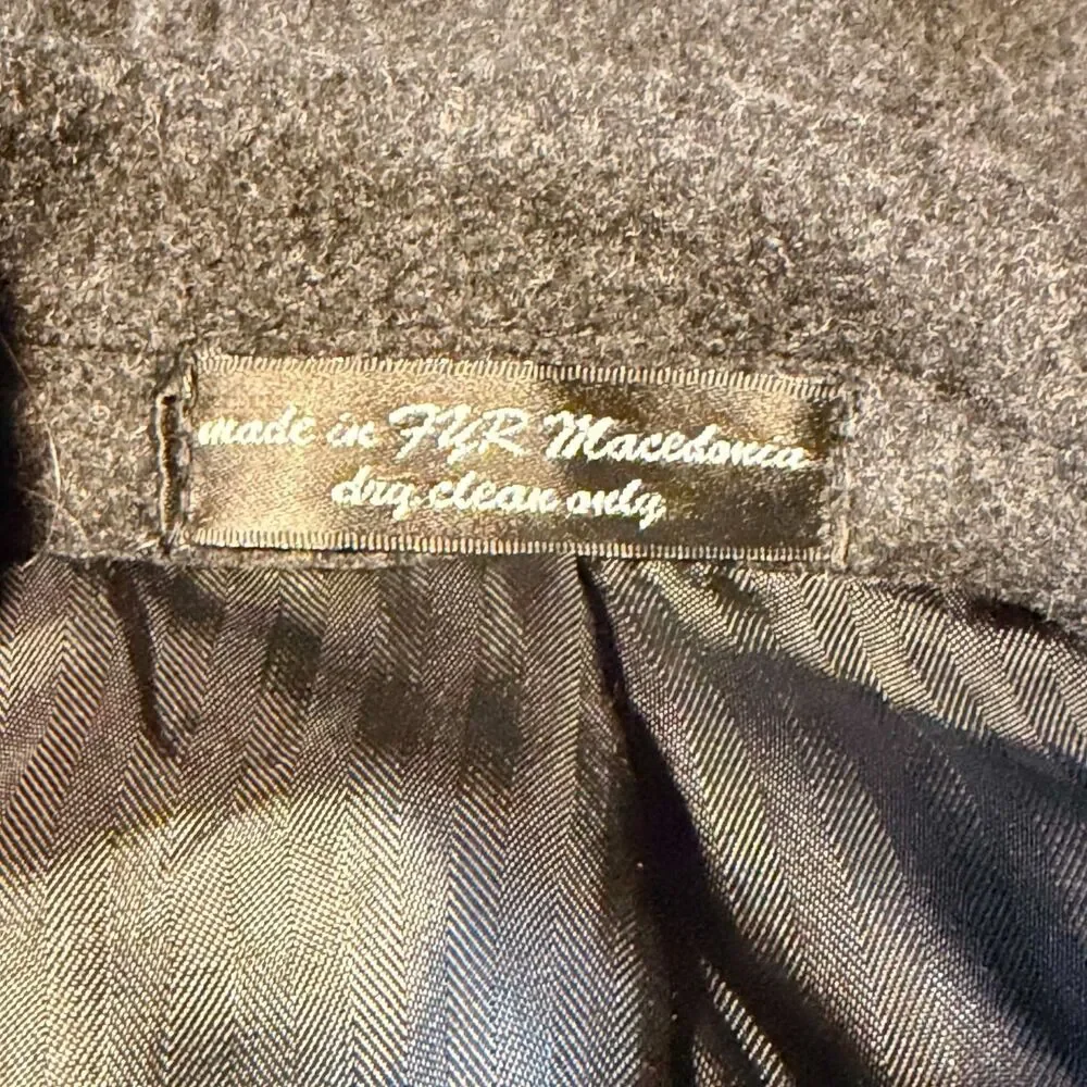 Vintage Gianfranco Ruffini Overcoat Mens 42S Wool Cashmere Blend Charcoal Coat